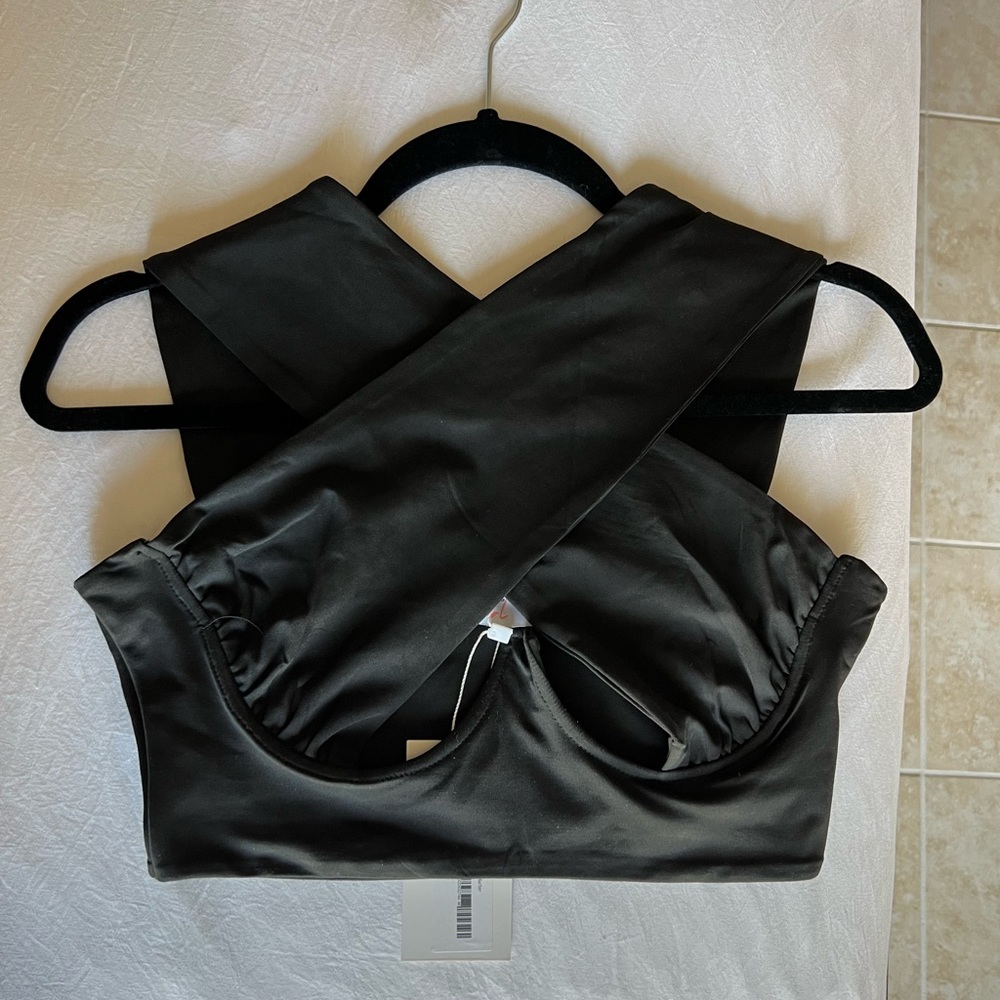 Black Criss-Cross Halter Crop Top